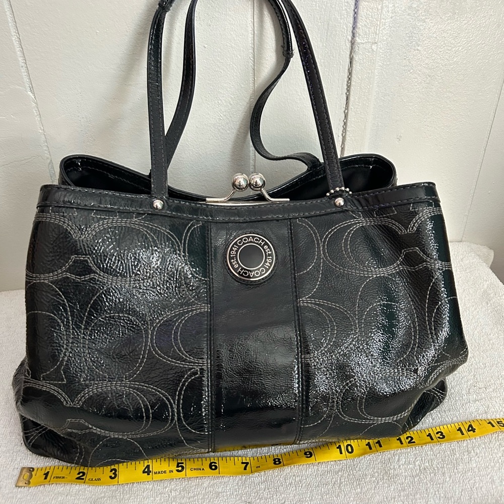 COACH Glossy Logo Satchel Handbag